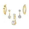 Anillo de Zircón para Ombligo de Amazon Venta al por Mayor Set en Stock Hebilla para Ombligo Joyería de Acero Inoxidable para Piercing Europea y Americana Clavo para Ombligo