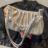 Bolso de Mujer Moda Otoño e Invierno 2024 Bolso Cadena Perlas Bolso Plegado Bolso de Axila Bolso de Hombro Pequeño de Fragancia Helada de Alta Gama