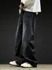 Jeans rectos de peso pesado para hombre, pantalones casuales tipo papá lavados vintage de primavera, pantalones de trabajo anchos sueltos de la alta calle americana