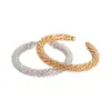 Pulseira Aberta Geométrica Circular Espiral Cravejada com Diamantes Estilo Europeu e Americano, Pulseira de Luxo Leve de Alta Qualidade, Joia Simples de Moda de Nicho para Mulheres