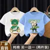 Camiseta de Verano 2026 de Algodón Puro con Estampado de Dibujos Animados de Moda, Estilo Callejero Fresco, Holgada de Manga Corta para Niños