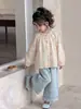 Camisa Floral Tongsen Tongma para Niñas Primavera 2026 Nueva Camisa de Primavera para Niños Elegante Top Holgado para Niñas