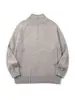 Yidao Roupas Vintage 2026 Outono Novo Estilo Japonês Simples Cor Sólida Solto Casual Zíper Meio Gola Alta Suéter de Tricô