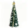 Árbol de Navidad plegable de alta venta en TEMU transfronterizo con cintas doradas y plateadas, árbol decorativo terminado, ventas directas de fábrica, árbol de Navidad retráctil