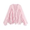 Aliexpress Exportação Transfronteiriça Roupas Europeias e Americanas 2025 Primavera Novo Estilo Simples Multicolorido Camisa de Chiffon Decorativa em Camadas