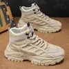 Botas de Trabalho Masculinas Inverno Antiderrapantes Botas Martin de Caminhada Sapatos de Pai Masculinos com Solado Grosso que Aumentam a Altura Sapatos Esportivos Casuais de Cano Alto Tendência