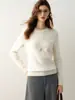 Suéter de cashmere 100% puro de sete agulhas espessado para mulheres, gola redonda, mangas compridas, tricô pullover, casual, versátil, camada base