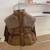 Conjunto de Otoño e Invierno para Niñas: Chaleco corto acolchado con solapa grande, Camiseta básica versátil de cuello alto, Pantalones acampanados gruesos con forro polar