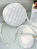 Bolsas para Mujer 2025 Nueva Color Sólido Acolchada Bordada Cruzada Pequeña Redonda con Billetera Moda Comercio Exterior Mayoreo