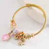 Nuevos Productos Europeos y Americanos Pulsera de Acero Inoxidable Panjia para Mujer, Hermosa Pulsera Personalizada con Colgante de Libélula con Letra, Pulsera Versátil para Mejor Amiga