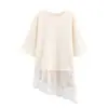 Camiseta de encaje patchwork de moda europea y americana transfronteriza, más vendida en AliExpress