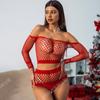 Ropa interior sexy con abertura superior e inferior hueca, traje de red de pesca de manga larga sexy