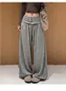 Pantalones de Linterna Perezosa Gris Oscuro para Mujer Otoño 2026 Nuevo Estilo Petite Botones Cintura Alta Pantalones de Arroz Glutinoso Pantalones Sueltos con Puños
