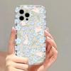 Capa de celular coelho floral azul iPhone15promax Apple 14 Airbag 12/13 Novo 11 Transparente Macio