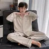 Pijama Infantil para Meninos, Primavera e Outono, Solto, Algodão Puro, Manga Longa para Meninos, Adolescentes, Cardigã, Crianças de Tamanho Médio e Grande, Conjunto para Casa