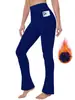 Pantalones de Yoga Acampanados de Terciopelo Delgado Cepillado Otoño e Invierno Europeos y Americanos para Mujer Aspecto Adelgazante Cintura Alta Pantalones de Tiburón Cadera Pantalones Deportivos de Fitness