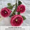 Ramo de Rosas de Simulación Flor de Seda 3 Rosas Austin Decoración de Boda Flor de Red Celebración Accesorios para Fotos Mesa de Comedor