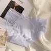 Ropa interior sin costuras de seda helada para mujer, verano, fina, antibacteriana, entrepierna, tiro medio, estilo chica japonesa, malla transpirable, shorts tipo triángulo para mujer
