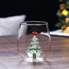 Taza de Café de Vidrio Transparente de Alto Borosilicato Forma Estéreo Tema Navideño Vidrio Colorido Arena Movediza Lentejuelas