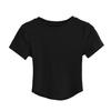 Camiseta de Manga Corta con Cuello Redondo y Bajo Curvo Estilo Europeo y Americano para Mujer, Verano Nuevo, Chica Caliente, Cintura Alta, Adelgazante, Top Básico Corto