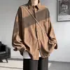 Camisa branca texturizada de manga longa para homens, jaqueta cardigã esportiva casual estilo americano de outono, tamanho grande, camisa externa de corte solto