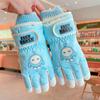 Guantes de esquí para niños Sanrio Kulomi de invierno para bebés, bonitos, cálidos, forrados con vellón, gruesos, impermeables para la nieve para niñas.