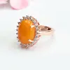 Anillo de Ámbar Natural Juan Yu Miel Completa Cera Completa Anillo de Dedo de Cera de Miel Banda del Anillo Mujeres Fábrica Venta al por Mayor Dropshipping S4022802