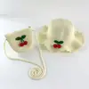 Novo Protetor Solar Infantil Chapéu de Praia Princesa Chapéu de Sol Meninas Viagem Dobrável Chapéu de Palha Cereja Chapéu de Sol