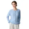 Cardigã feminino de cashmere com gola redonda, trança, mangas compridas, cor sólida, caimento justo, jaqueta de abotoamento simples para outono e inverno