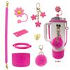 Accesorios de Decoración para Taza Stanley Ice Bully del Día de San Valentín Cuerda de Tirar de Silicona con Forma de Flor Tapa de Taza Placa de Nombre Portavasos de Silicona Traje