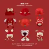 Chapéu Vermelho de Ano Novo Qiunan para Bebê Chapéu Festivo de Inverno para Recém-Nascido Chapéu de Lua Cheia para Meninos e Meninas Chapéu de Chão Chapéu com Proteção para Orelhas