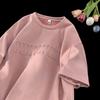 Camiseta masculina de manga curta com estampa de aço, estilo americano, de marca da moda, solta e estilosa, para adolescentes, de meia manga