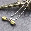 Colgante de Mancuerna de Fitness Collar de Barra con Colgante para Hombres y Mujeres Colgante Marca de Moda Pareja Japonesa y Coreana Joyería Sencilla de Aleación