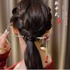Grampo de Cabelo com Flor de Veludo Estilo Antigo e Borla de Pérola, Acessório de Cabelo de Alta Qualidade e Elegante para Penteados Updo de Hanfu e Cheongsam, Ornamento de Cabelo Feminino