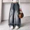 Pantalones Vaqueros de Pierna Ancha para Niña, Nuevos de Primavera y Otoño, Elegantes, Holgados, de Pierna Recta, Modernos, Estilo Individual a la Moda, Dobladillo Deshilachado, Pantalones Largos Casuales