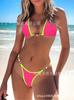 Nuevo Bikini Sexy de Triángulo Dividido Europeo y Americano 2022 de Dongshengda Traje de Baño Bikini sin Espalda con Hebilla de Anillo de Color Sólido