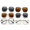 Gafas de sol lisas de montura grande para mujer, elegantes, para fotografía callejera, gafas de sol de metal para hombre, montura de gafas lisas decorativas anti luz azul, venta al por mayor