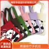 Bolsa Tote Casual Tendência Bolsa de Mão Diária Estilo Nacional Artístico Panda Fofo Versátil Poliéster Tricô Feminino Presente de Acompanhamento