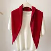 Cachecol Triangular Espesso com Padrão de Diamante 100% Lã Cachecol Cruzado Outono/Inverno Novo Estilo Cachecol Pequeno de Cor Sólida Quente para Mulheres