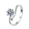 Anillo de Trayectoria Cielo Estrellado Incrustado de Moissanita Simulada Transfronterizo, Anillo de Diamante Xiaohongshu, Montura de Anillo de Lujo Ligero, Venta al por Mayor Transfronteriza