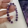 Pulsera de Plata de Ley S925 Amatista Morada de Buena Suerte con Cuentas de Cristal Morado para Mujer, Nuevo Estilo Ins Otoño e Invierno
