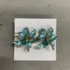 Pendientes de Flor Pintados en Spray con Aguja de Plata Estilo Vacaciones Primavera y Verano, Pendientes de Temperamento Dulce y Fresco, Pendientes de Lujo Ligero y de Gama Alta para Mujer