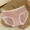 Calzones de algodón para niñas, entrepierna de algodón puro para mujer, estilo francés para estudiante, estampado floral de melocotón en forma de corazón, calzones tipo bikini blancos de cintura media-baja