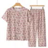 Traje de Algodón y Seda para Mamá, para Mujeres de Mediana Edad y Mayores, Pijama de Verano, Cárdigan Superior de Manga Corta para Abuela, Algodón Artificial para Señoras Mayores