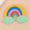 Accesorios coreanos Ins de acrílico multicolor en forma de U con franja arcoíris, accesorios simples de nicho semicirculares para bricolaje