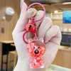 Mini Urso Alfabeto Areia Movediça Garrafa Flutuante Chaveiro Pingente Decoração de Chave de Carro Boneco Tridimensional Pequeno Presente Atacado