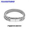 Acessórios de moda europeus e americanos, pulseira de aço de titânio, pulseira masculina de aço inoxidável, tecido quadrado, corrente para frente e para trás, fivela magnética, joias