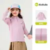 Camiseta de Manga Longa de Outono Infantil Dudu, Roupa de Outono com Gola Alta para Meninos, Camiseta Básica Antiestática para Meninas, Roupa de Bebê