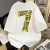 Camiseta de Algodón Puro de Peso Pesado Manga Corta Estilo Juvenil Hong Kong Corte Holgado Fresca para el Verano Moderna Ins Versátil Casual Estilo High Street Americano