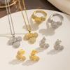 Colar de três peças Mickey com diamantes completos, moda feminina, personalidade simples, temperamento, celebridade da Internet, pingente de corrente de clavícula requintado para namorada